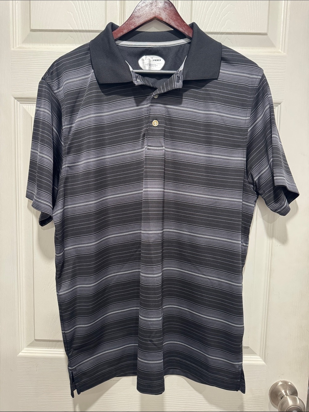 Men's Grey Striped Polo Shirt - Casual Performance Grand Slam